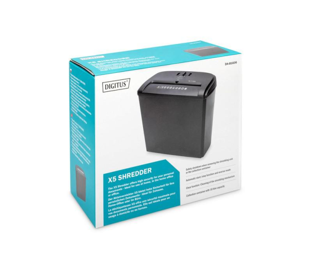 Digitus Niszczarka dokumentów X5 max. 5 arkuszy ścinki DIN P-4 10L D - 1383584 - zdjęcie 9